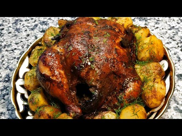 Сочнейшая курица-гриль на вертеле в духовке с картошкой  Grilled chicken, baked with potatoes