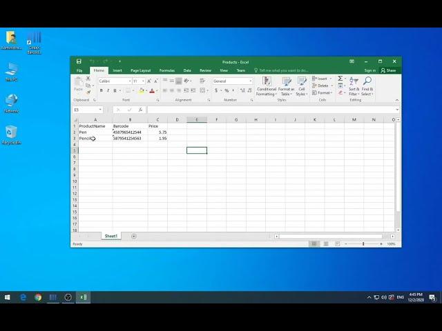 Link to an Excel file in the barcode label software