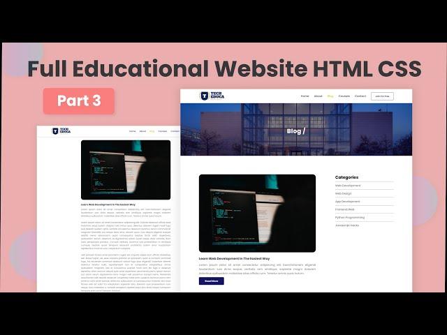 Responsive Blog Portal Website Design With HTML CSS  | Make Educational Website HTML CSS