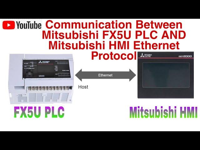 Communication Between Mitsubishi FX5U PLC and Mitsubishi HMI through Ethernet  TCP.