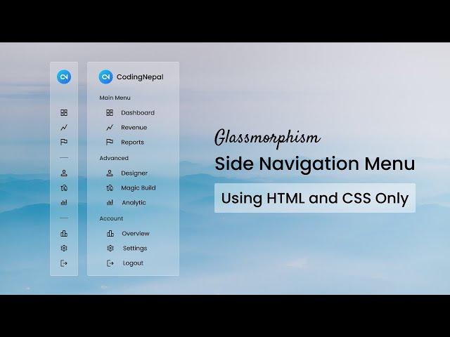 Create A Sidebar with Glassmorphism Effect in HTML and CSS | Sidebar in HTML and CSS