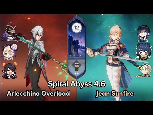 Arlecchino Overload Carry & Jean Sunfire | Genshin Impact Spiral Abyss 4.6