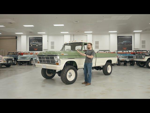 Ford F250 Highboy | Velocity Restorations 1970 Boxwood Green Ford F250