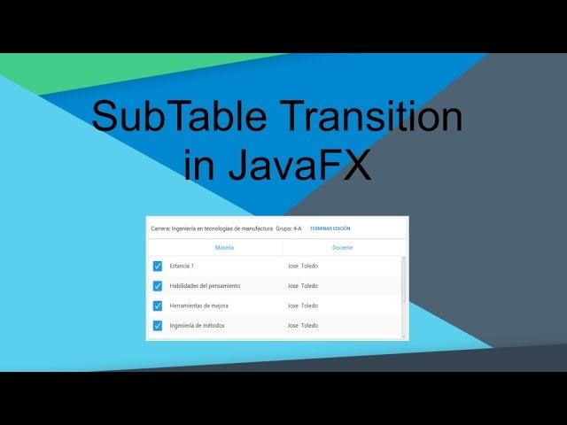 SubTable Transition in JavaFX  (Material Design Component)