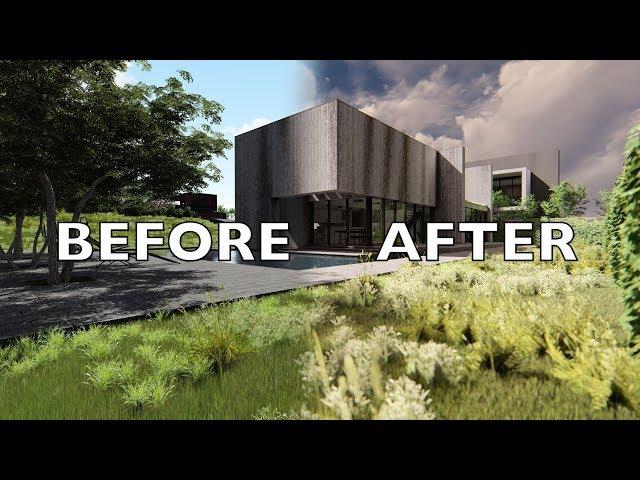 LUMION 8 Pro BEFORE/AFTER Render Tutorial Modern Brutalist House