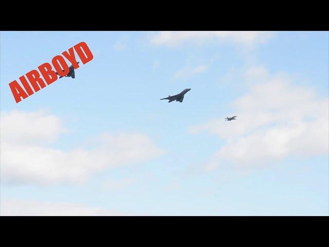 B-1 Bombers Fly Over Pacific Aircraft Carriers