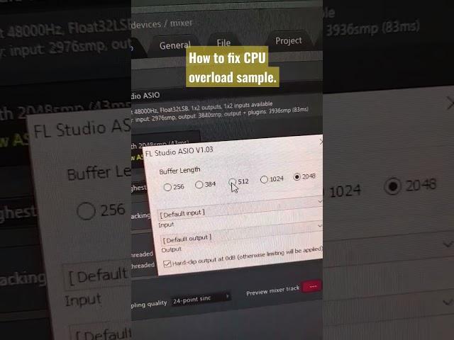 HOW TO FIX CPU OVERLOAD SAMPLE IN FL STUDIO. #shorts #flstudio #fixed
