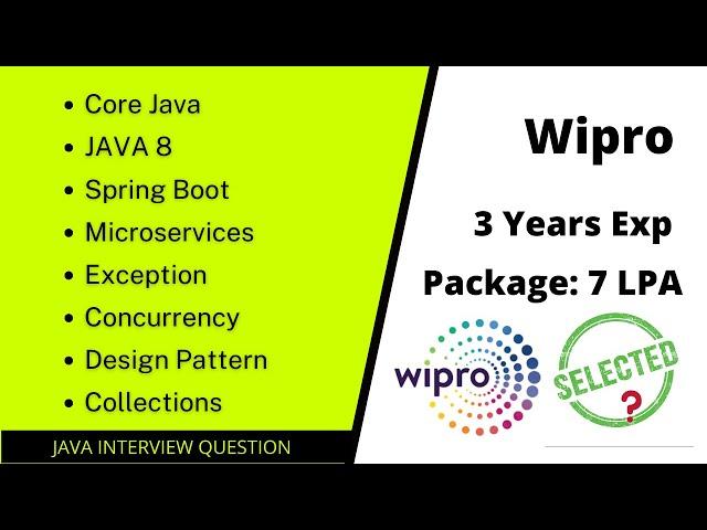 Wipro | JAVA Technical Round | Interview Questions