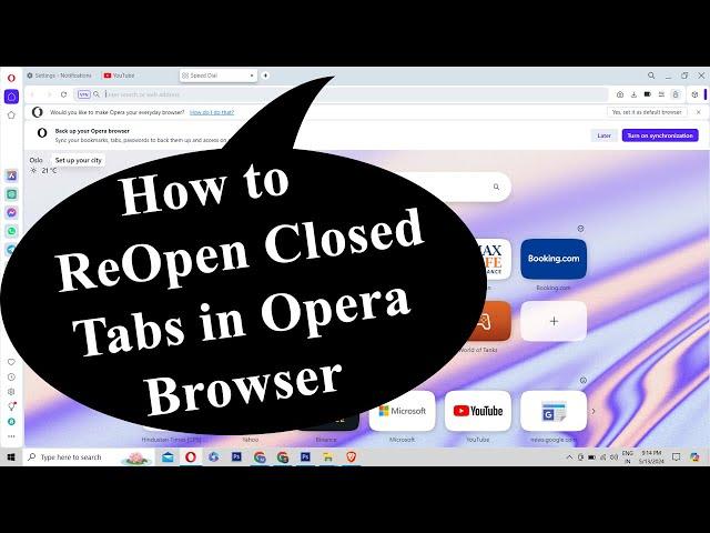 Reopen / Restore Closed Tabs on Opera Browser in Hindi By Mukesh Burdak