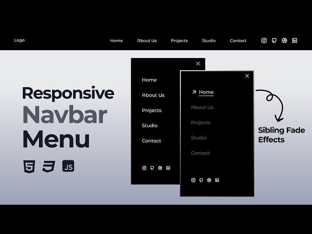 Responsive Navbar Using HTML CSS And JavaScript