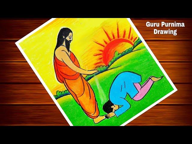 Guru Purnima Special Drawing|How To Draw Guru Purnima Poster|Easy Drawing For Kids