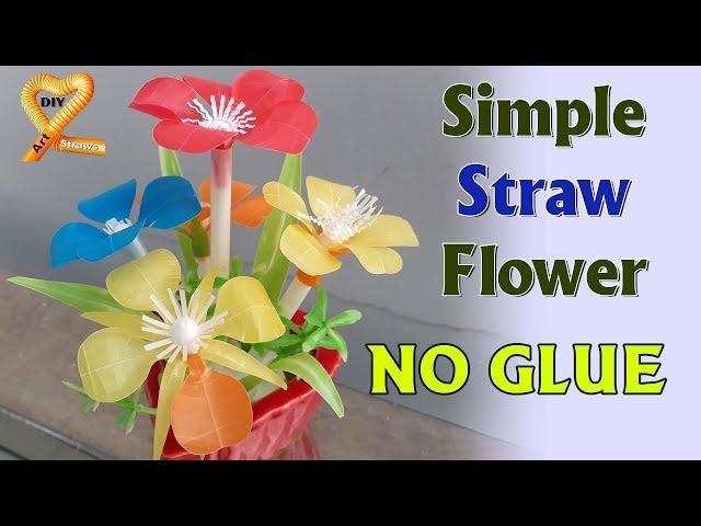 Making Flowers with Straw pretty easy and simple (no use glue) #DIY Art Straws