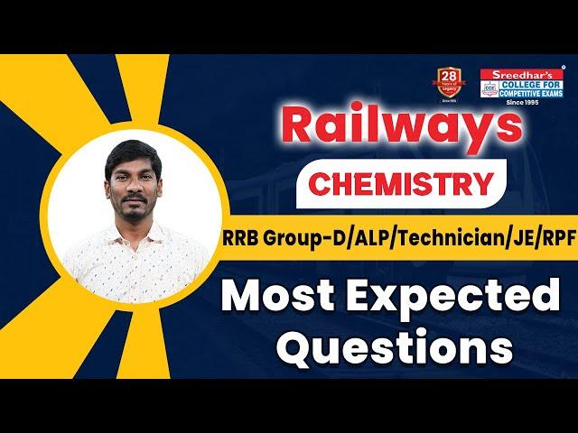 Railway CHEMISTRY Previous Year Paper |Expected questions for upcoming exams |Group-D/ALP/Technician