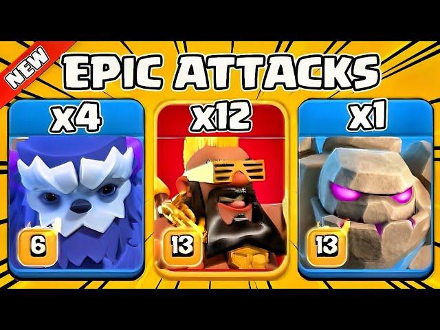 BEST ATTACKS YETI + SUPER HOG RIDER + GOLEM = ALWAYS DOMINATING ATTACKS AT TH 16 IN CLASH OF CLANS