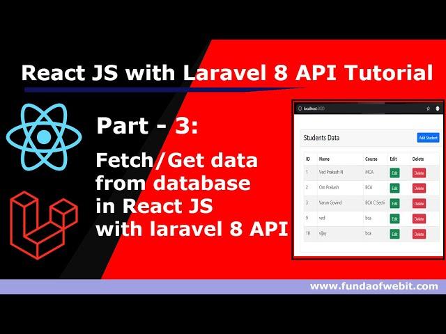 React JS with Laravel 8 API: fetch/get data from database in React JS with laravel 8 api - Part 3