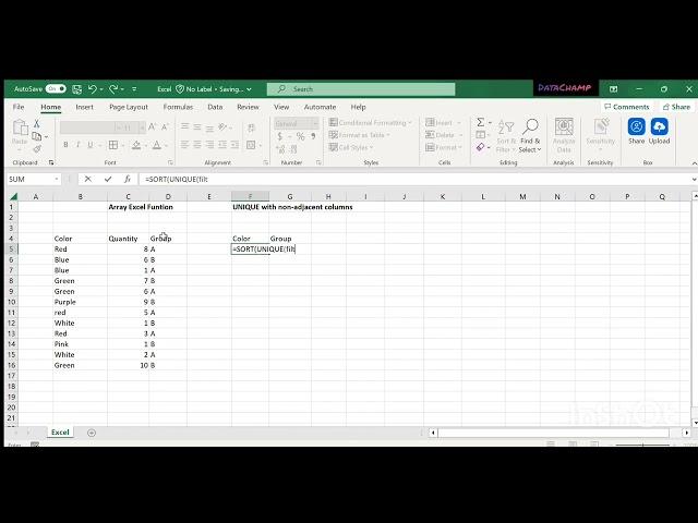 How to get unique of non-adjacent columns in Excel