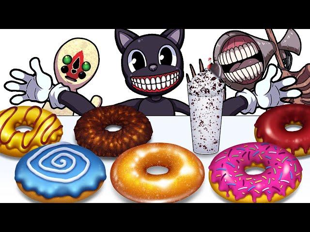 Mukbang Animation Sweet donuts Set eating Cartoon cat