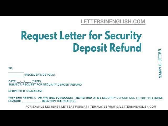 Request Letter For Security Deposit Refund - Letter Requesting for Security Deposit Refund