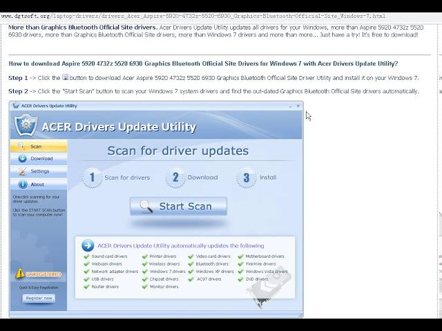 Acer Aspire 5920 4732z 5520 6930 Graphics Bluetooth Official Site Driver Utility For Windows 7