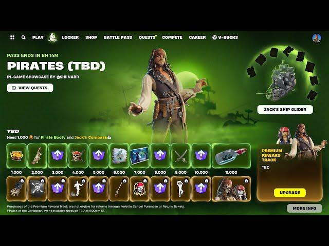 ALL Pirates of Caribbean Mini Battle Pass Rewards..!! (Fortnite)