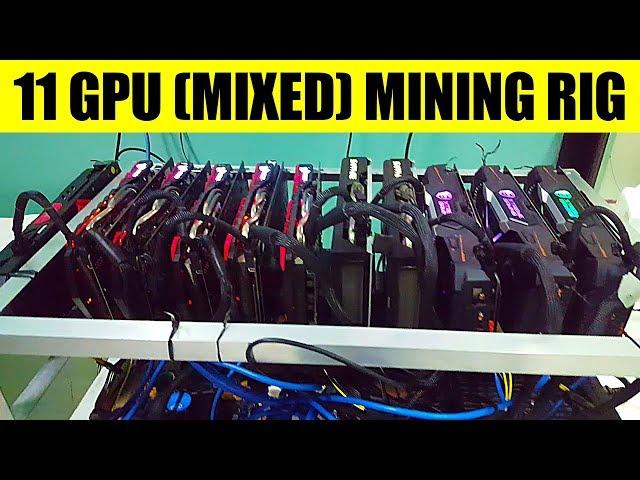 Mixed 11 GPU Crypto Mining Rig