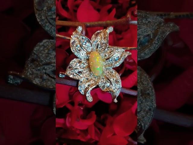 Handmade Holiday Gifts: Opal Flower Necklace/Brooch  