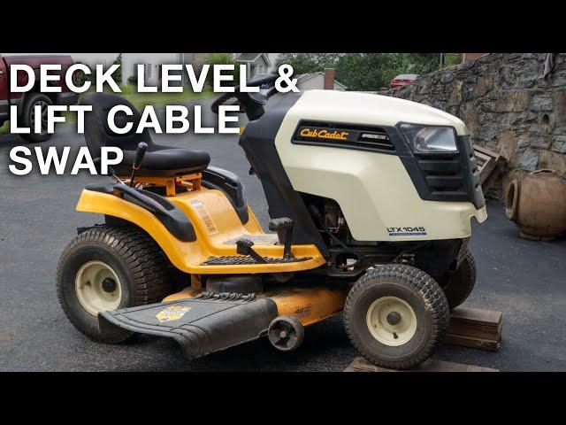 How to Level Cutting Deck & Swap Lift Cables - Cub Cadet LTX1045 Mower