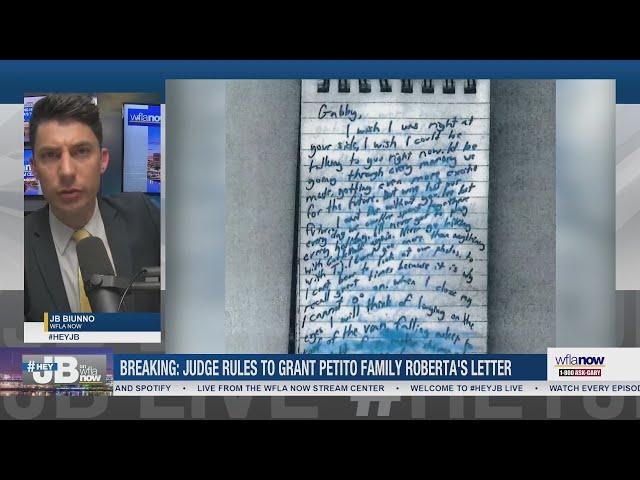 #HeyJB Live: Gabby Petito's family granted Roberta Laundrie's "burn after reading" letter to son