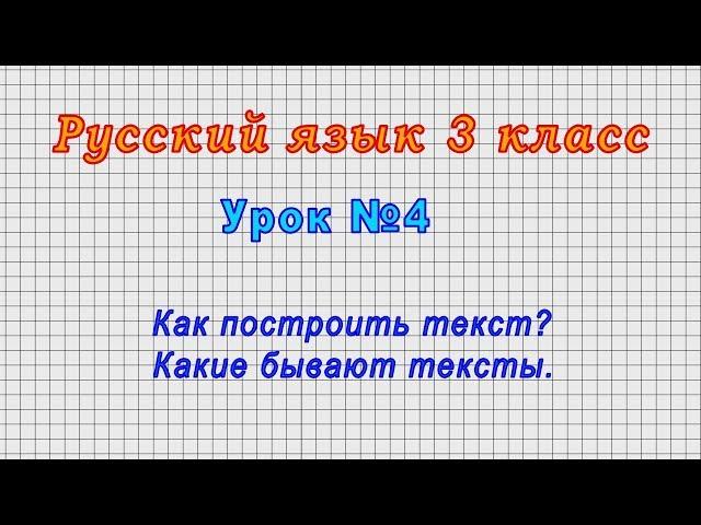 Русский язык 3 класс (Урок№4 - Как построить текст? Какие бывают тексты.)