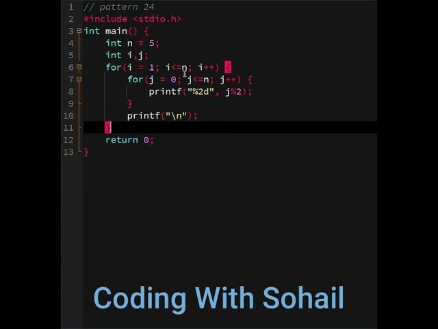 Pattern 24 || C Programming || Coding With Sohail #shorts