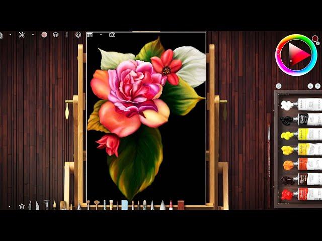 Digital Painting: Traditional Colors Flower - Realistic Paint Studio