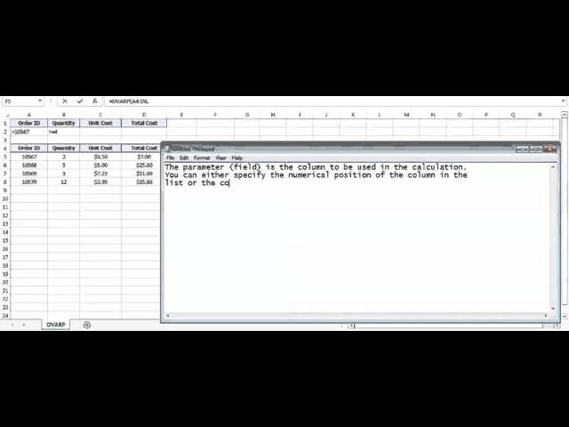 Excel DVARP Function - How to use DVARP Function