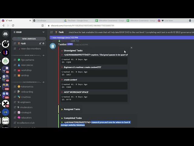 How to use "Task bot" in discord [RAW DAO]