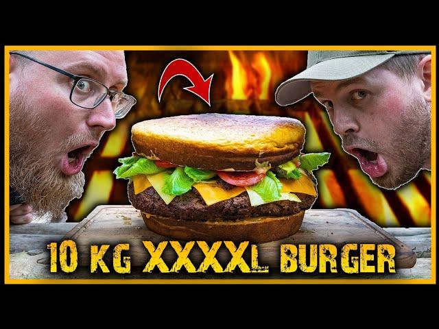 20000 kcal Burger auf dem Feuer im Wald gekocht - Outdoor Cooking Bushcraft