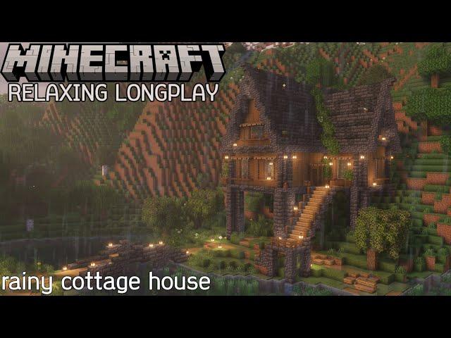 Rainy Cottage House - Minecraft Relaxing Longplay (No Commentary)