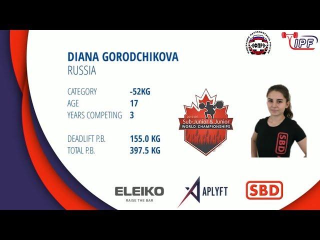 Diana Gorodchikova - 397,5kg 2nd place @52 World Sub Junior Powerlifting Championships 2019