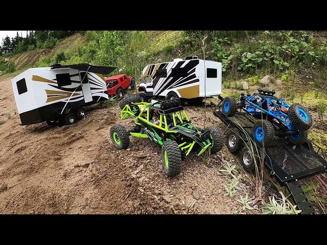 Rc TRAILER CAMPER & TRUCK CAMPER DUALY adventure,2x buggy jumping.