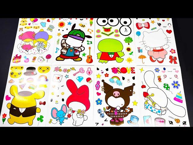 SANRIO Character DIY! Make A Silly Face with Fun Sticker For Purin,Kuromi,Cinnamoroll,Kitty,Melody