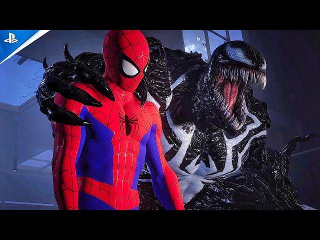 Marvel Spider-Man 2 Spider-Verse Suit Symbiote Transformation Stop Angry Venom