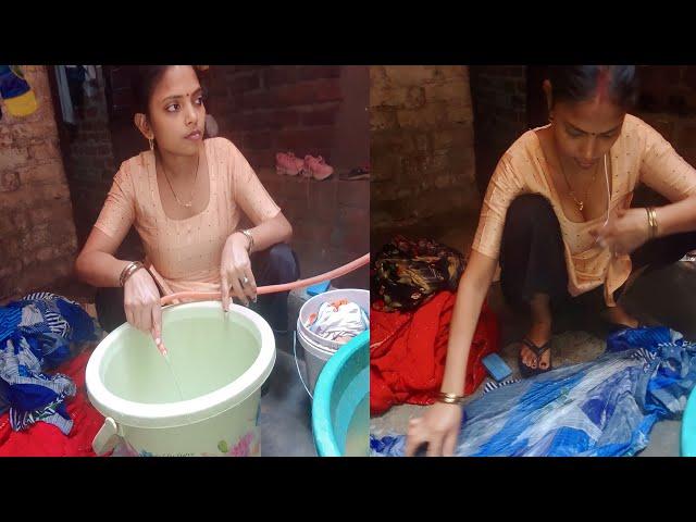 Beautiful Indian housewife cloth washing | Desi style cloth wash..| #dailyvlog