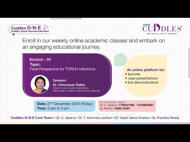 Session 84: "Fetal Perspective for TORCH Infections" | Dr. Chinmayee Ratha | KIMS Cuddles O-N-E