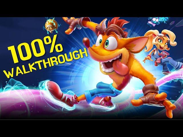 Crash Bandicoot 4 It's About Time 100% Walkthrough (All Boxes, Hidden Gems, Colored Gems)