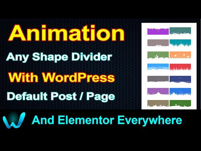 Shape Divider Animation Elementor, WordPress Post/Page, Custom Horizontal/Vertical, Responsive, Free