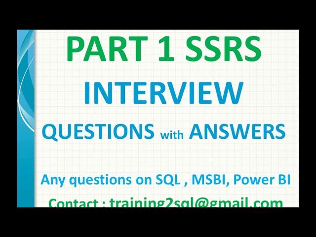 SSRS Interview Questions with Answers Part 1