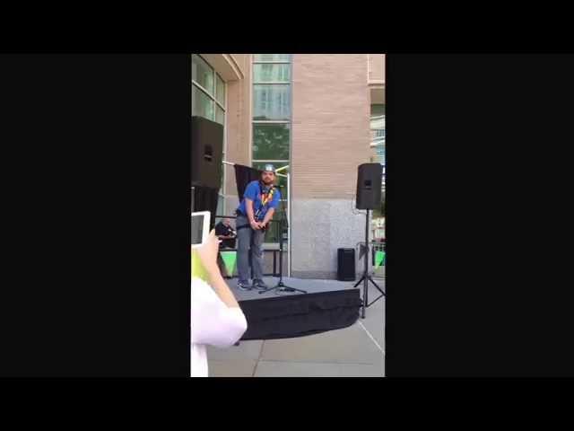 Charlie Burke after "pledging over the edge" at UUA General Assembly 2014