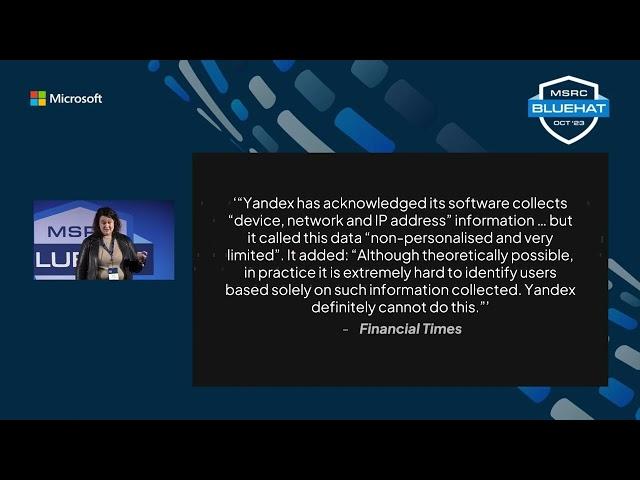 BlueHat Oct 23. S03: The Yandex Leak: How a Russian Search Giant Uses Consumer Data