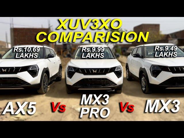 NEW XUV3XO MX3 vs MX3 PRO vs AX5 | DETAILED COMPARISION OF XUV3XO MOST VFM VARIANT | NEW 2024 XUV3XO