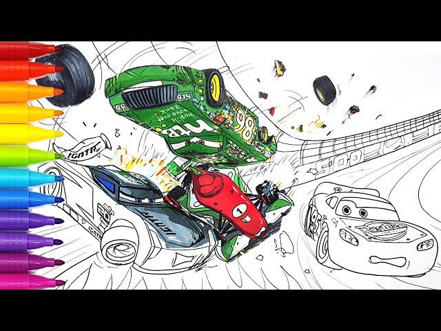 Chick Hicks Jackson Storm and Francesco's Crash . Cars 4 Drawing Coloring for Kids | Tim Tim TV