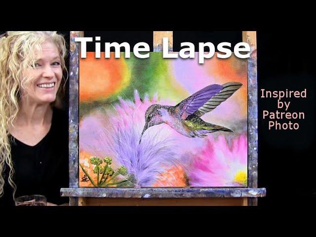 HUMMINGBIRD HARMONY-Learn How to Draw and Paint with Acrylics-Easy Acrylic Painting for beginners