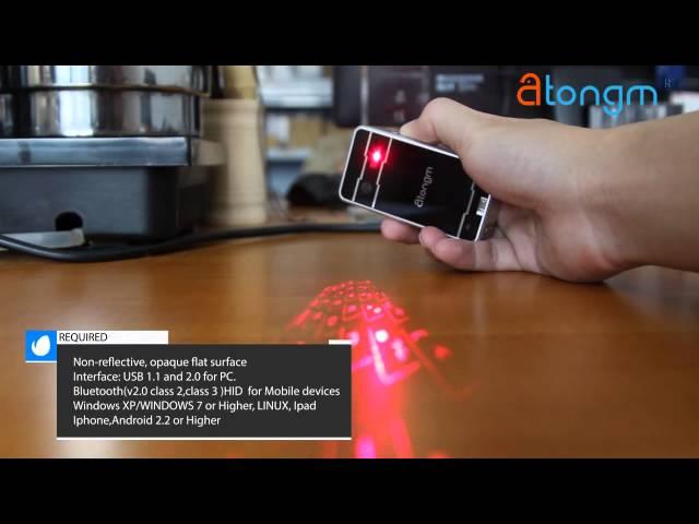 Atongm L1+ laser virtual keyboard with ulti-touch mouse function and bluetooth stereo function